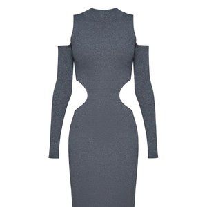 GRAY MATERIEL TBILISI CUT-OUTS SLIM DRESS